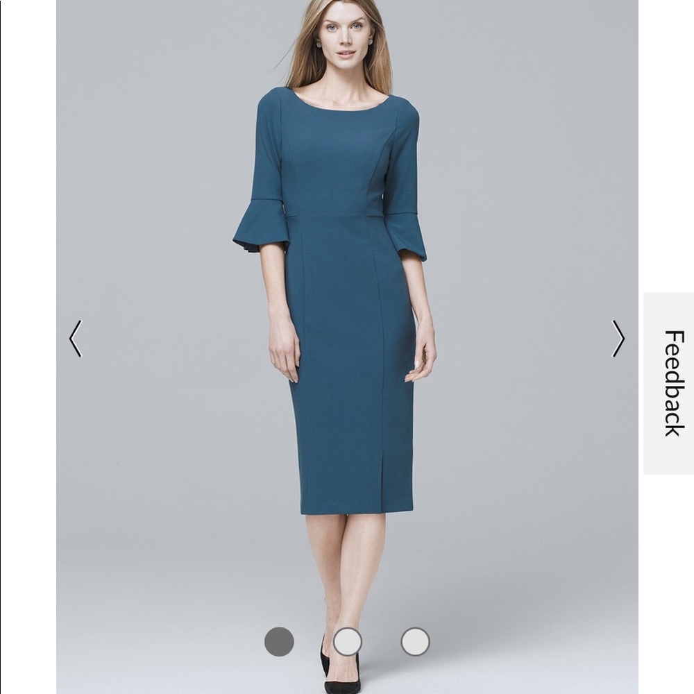 New with tags White House Black Market Body-perfecting ruffle sleeve dress